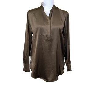 Banana Republic brown satiny tunic, medium petite, NWT, classic, sophisticated‎